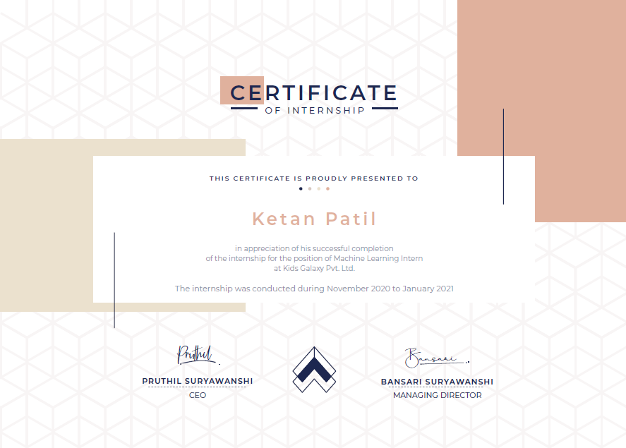 KG Internship Certificate